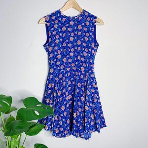 H&M BLUE ABSTRACT FLORAL PRINT SLEEVELESS DRESS